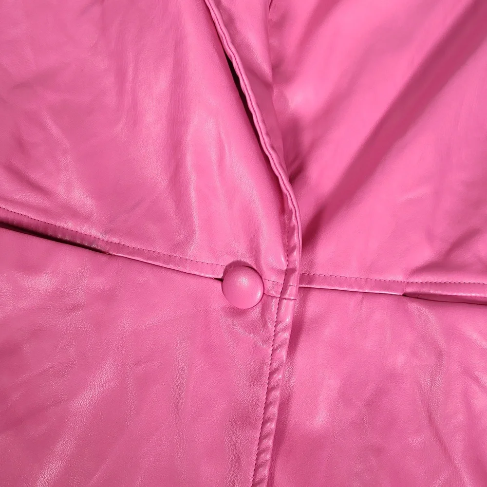 Anthropologie Hutch pink vegan faux leather‎ blazer jacket XL